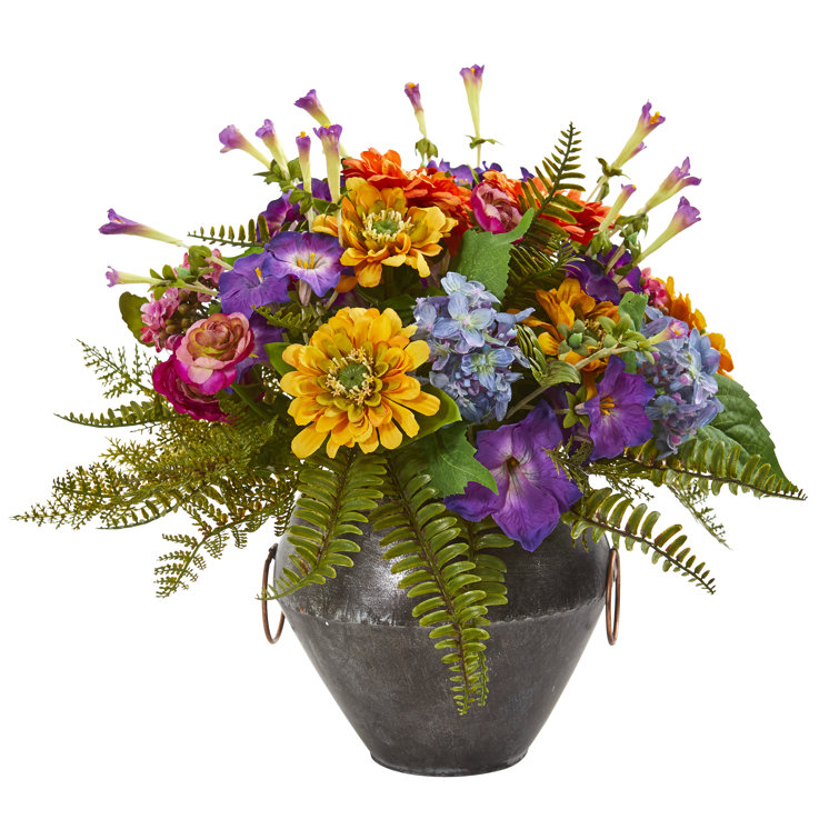 August Grove® Artificial Mixed Floral Arrangement in Planter Wayfair